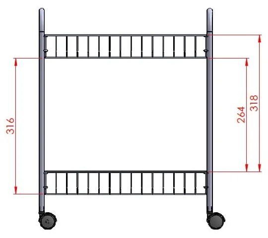 Scaffale mobile a due livelli Greg, lunghezza 41 cm - Metaltex