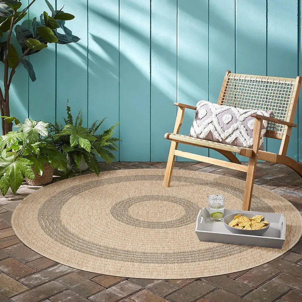 Tappeto rotondo per esterni nero e beige ø 160 cm Comilla - Ayyildiz Carpets