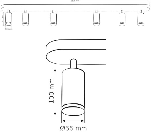 Luce Spot da bagno TURYN 6xGU10/10W/230V IP44 nero