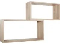 Set 2 Mensole Cubo da Parete Rettangolare in Fibra di Legno Bislungo Rovere Sagerau