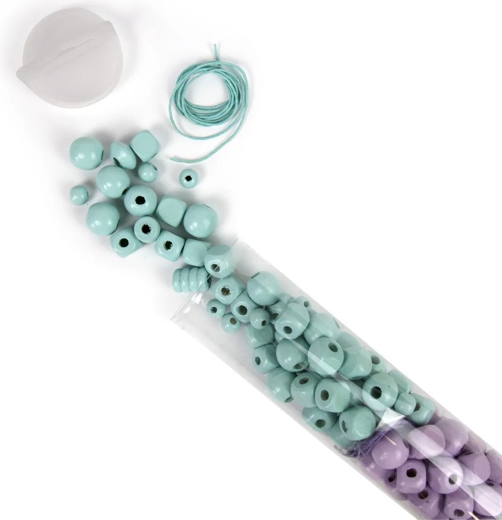 Perline di legno colori pastello in tubo, 300 pezzi