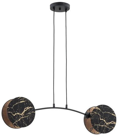 Lampadario a sospensione con filo MOTIF 2xE27/15W/230V nero/oro