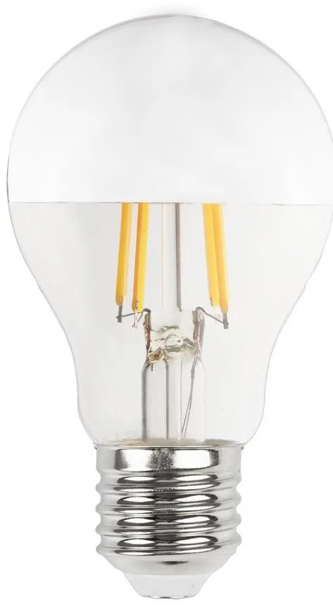 Lampada LED E27 6W a Filamento con Riflettore Cromato No Flickering - A60 Colore Bianco Caldo 2.700K