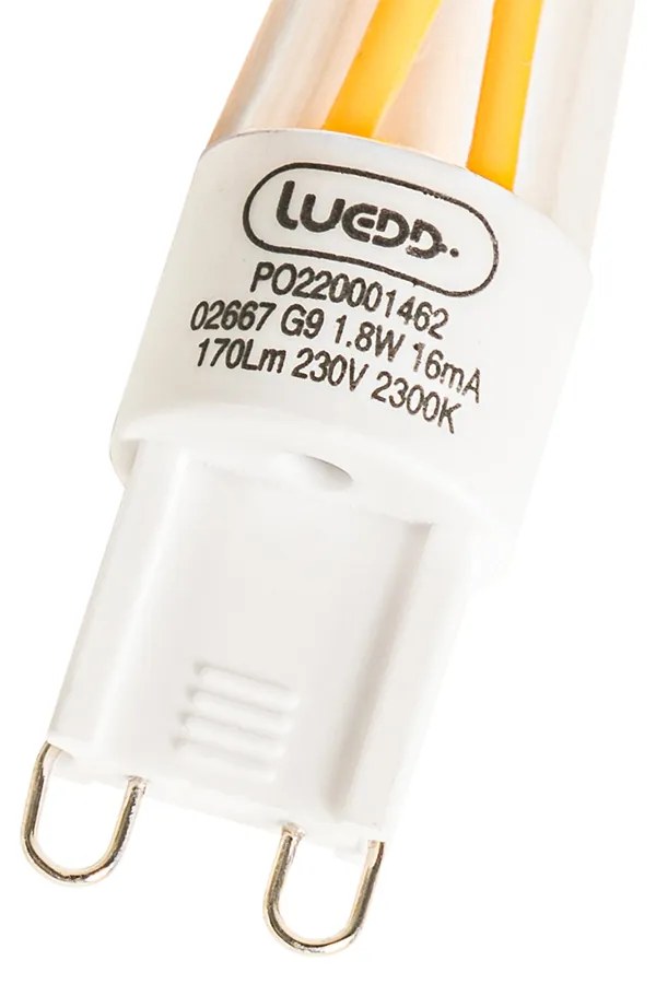 Set di 5 lampadine a filamento LED G9 1,8W 170lm 2300K