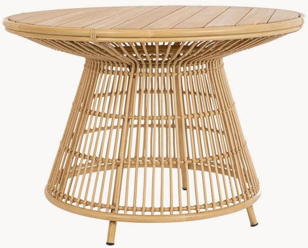 Tavolo rotondo da giardino in legno di teak Adelma