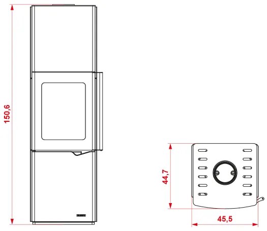 Palazzetti Eva S Stufa A Legna 8kw Ventilata Canalizzabile con telecomando Acciaio Antracite