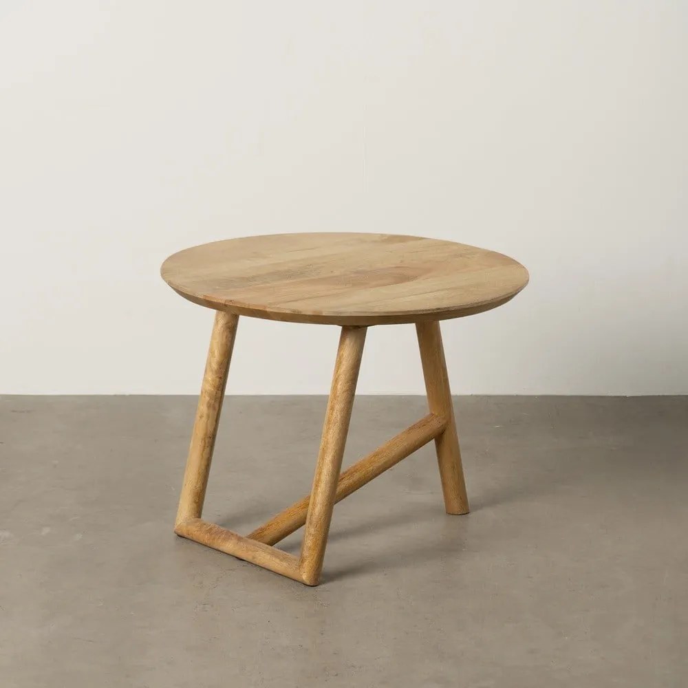 Tavolino da salotto rotondo di colore naturale in mango massiccio ø 60 cm Mao – Ixia