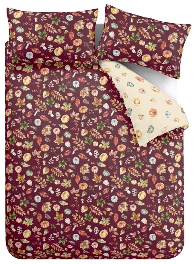 Set copripiumino e federa viola per letto matrimoniale 200x200 cm Autumn Pumpkins – Catherine Lansfield