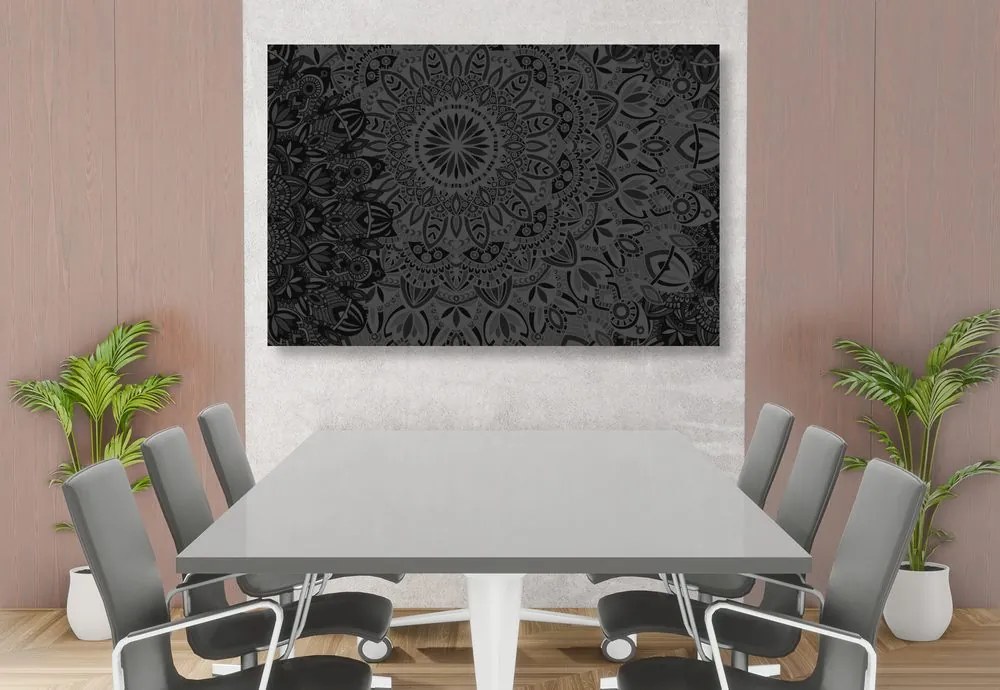 Stampa su tela – Mandala elegante in bianco e nero