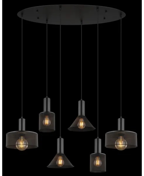 Globo 15648-6H - Lampadario a cavo JEDD 6xE27/60W/230V nero