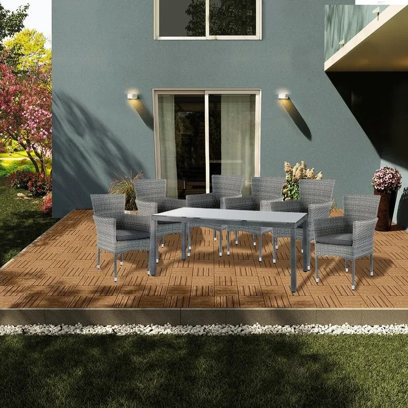 Set tavolo e sedie Davos NATERIAL in alluminio antracite per 6 persone