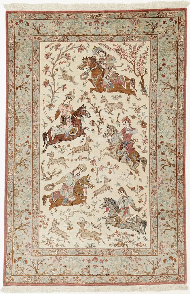 Ghom Tappeto 100 x 150 (Iran) Annodato A Mano