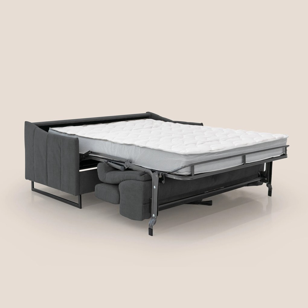 Loto divano letto salvaspazio materasso H18 cm con piedi alti in morbido tessuto impermeabile T14 antracite