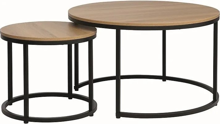 Set di Tavolini da caffè Dion in rovere/nero opaco
