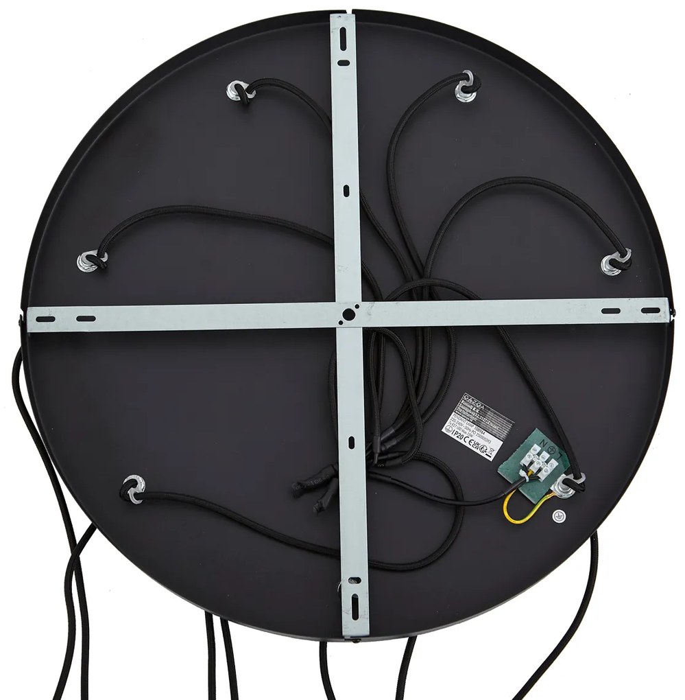 Lampada a sospensione moderna nera con vetro bianco rotondo a 7 luci - Misty