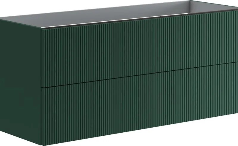 Mobile da bagno sospeso sotto lavabo Opera 2 cassetti L 119.5 x H 50 x P 45.5 cm verde foresta laccato opaco cannettato
