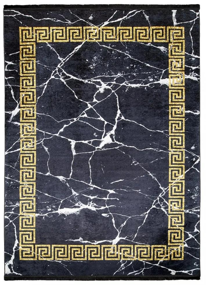 Tappeto di tendenza nero con motivo geometrico oro Larghezza: 80 cm | Lunghezza: 150 cm