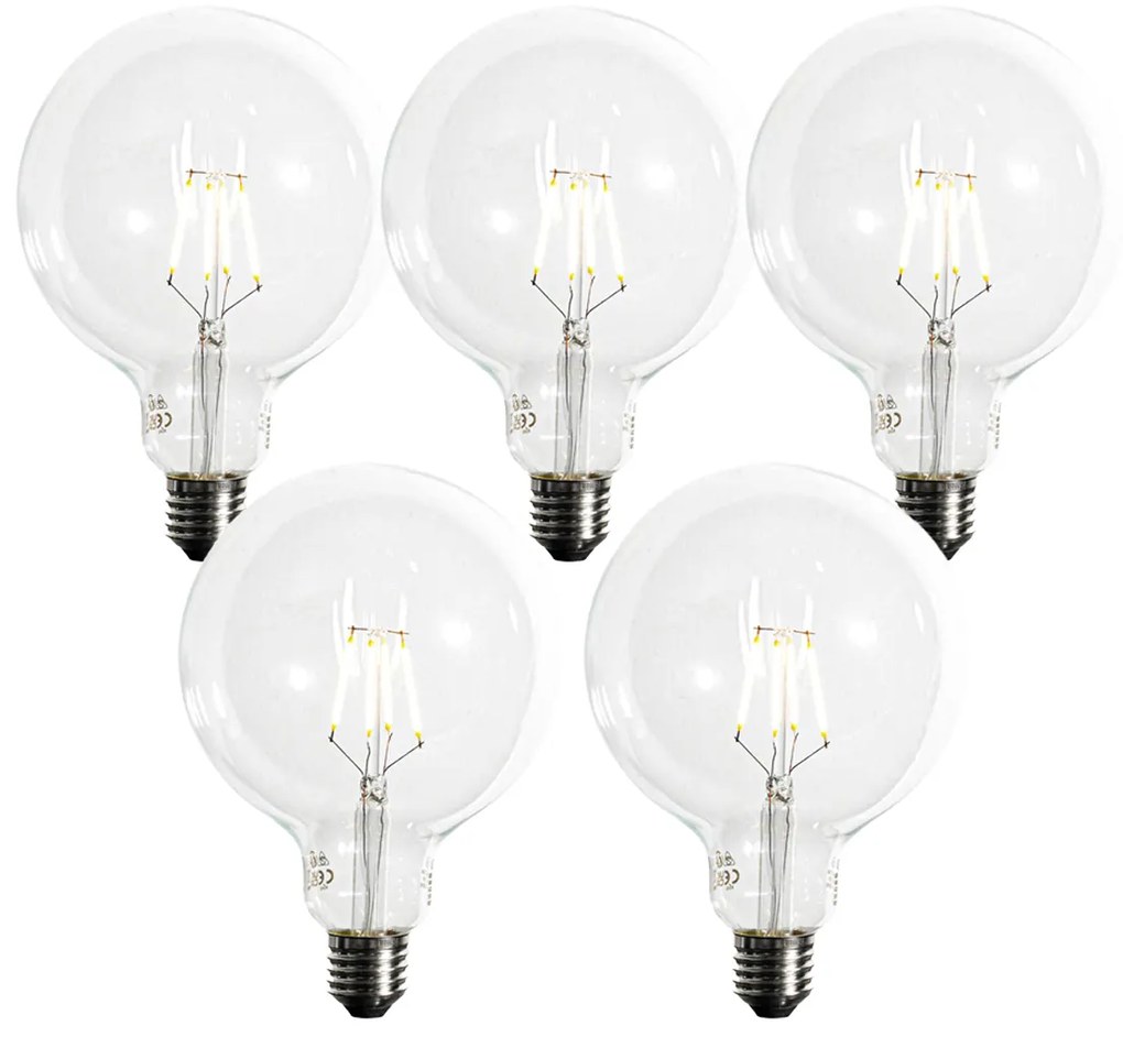 Set di 5 lampadine LED dimmerabili E27 con filamento a spirale G125 5W 450LM 2200K