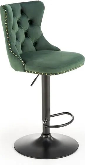 Sgabello da bar H-117 in velluto verde