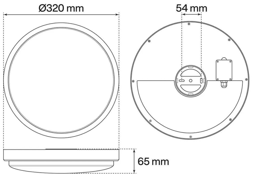 Plafoniera LED 34W IP65 CCT Ø32CM con Sensore di Movimento