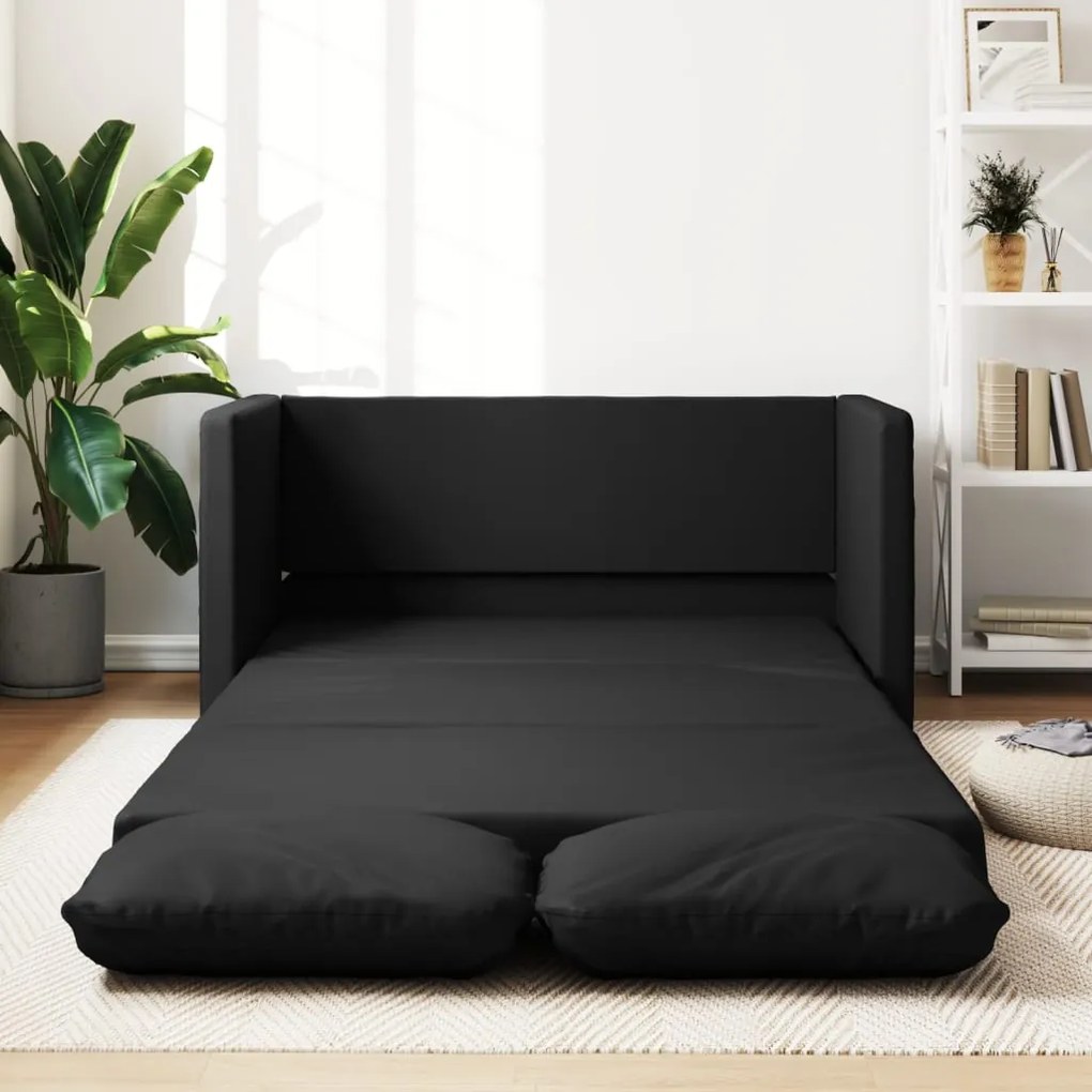 Divano letto da terra 2 in 1 nero 112x174x55 cm similpelle