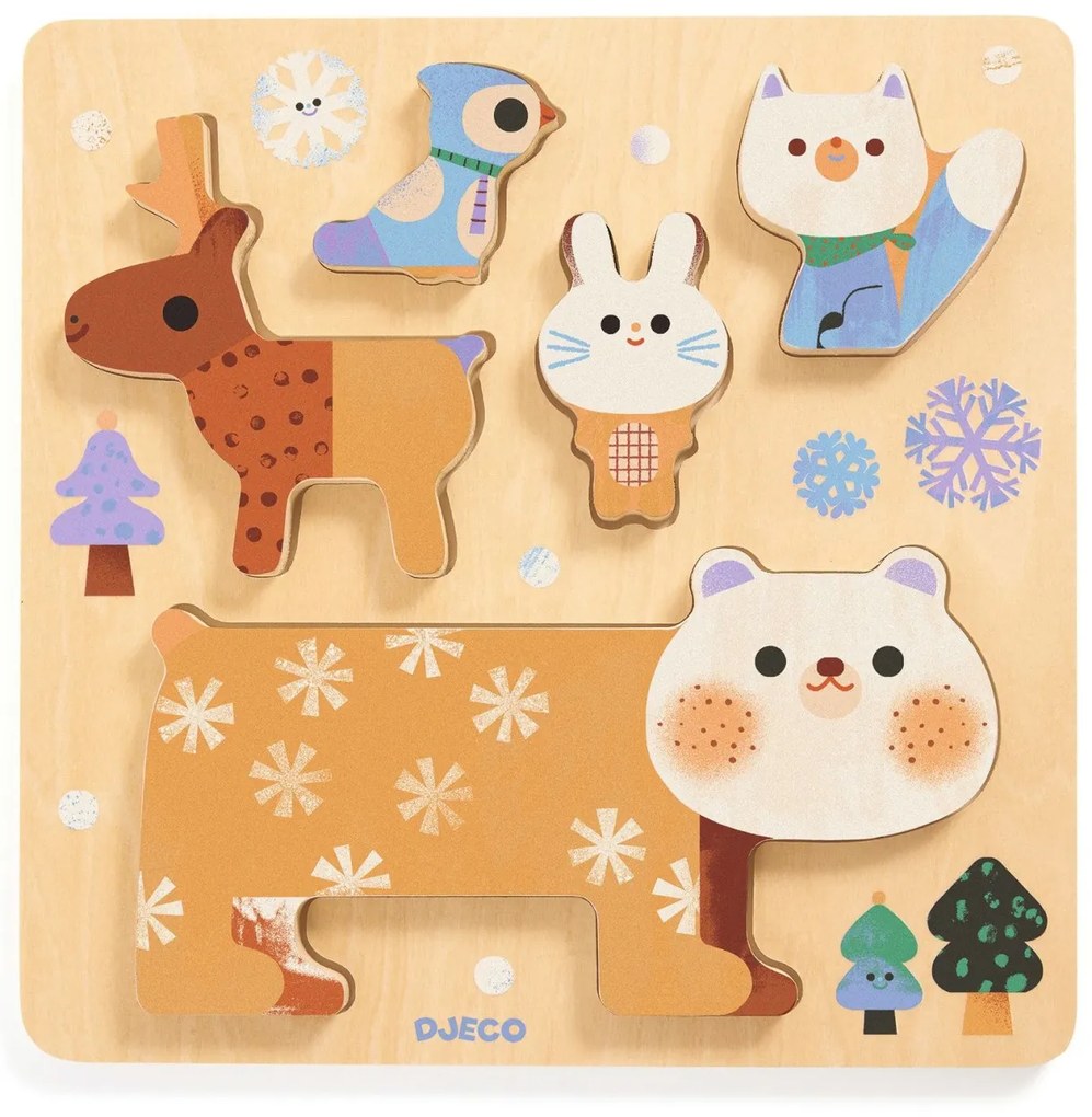 Nel bosco con gli animali - puzzle a incastro + piramide