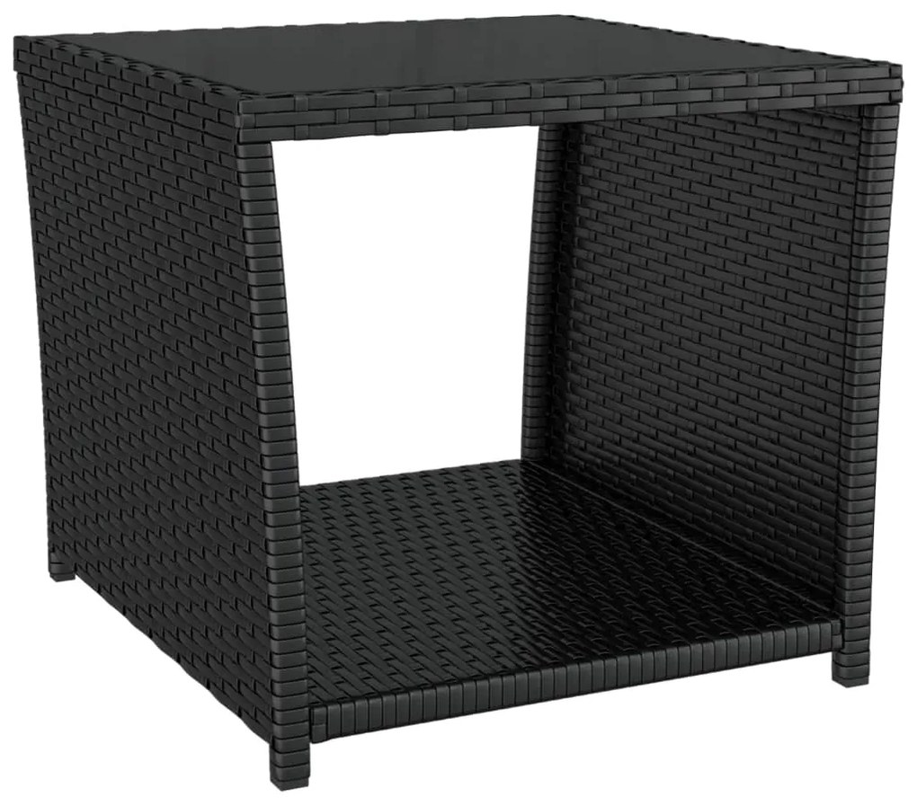 Set mobili da giardino 3 pz nero polyrattan e acciaio