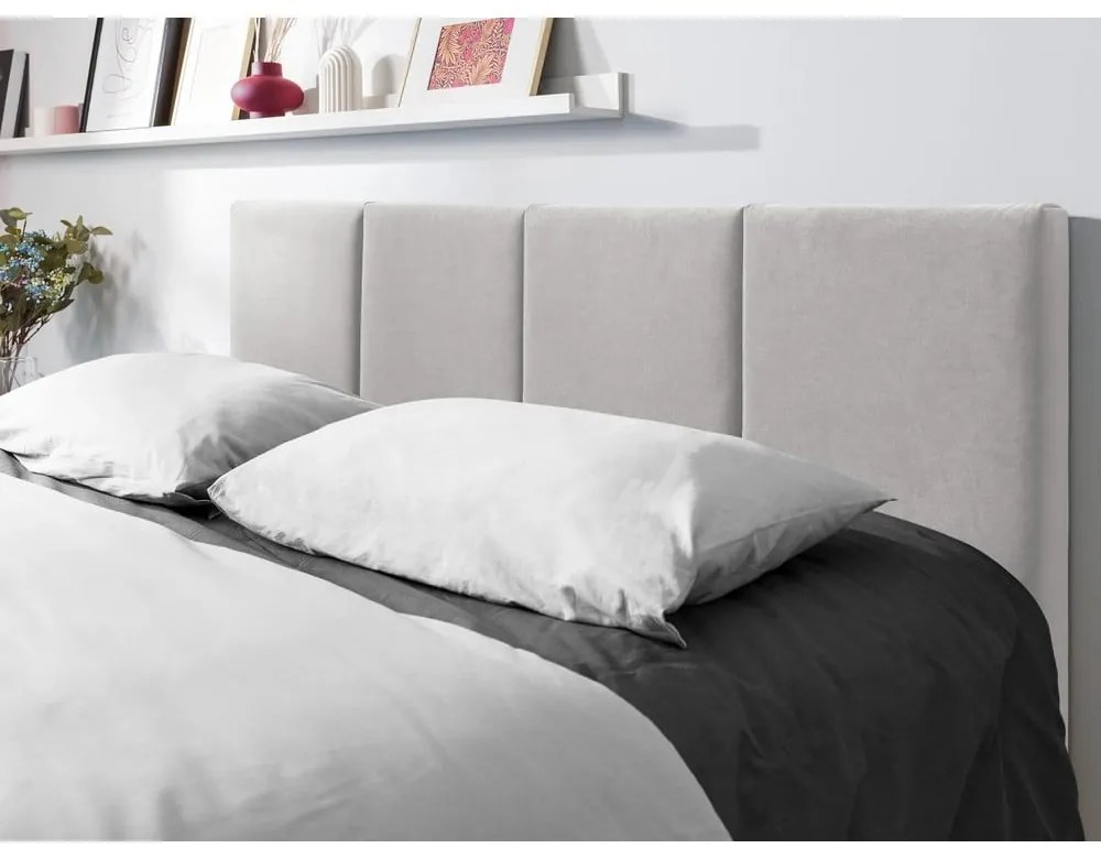 Letto matrimoniale imbottito grigio chiaro con contenitore con griglia 140x200 cm Juniper - Mazzini Beds