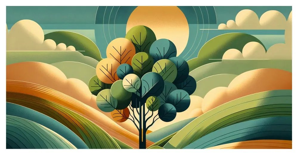 Quadro su tela – Albero della vita e sole in armonia