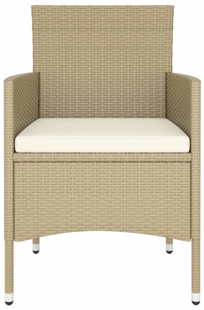 Set bistrot da giardino 5 pz polyrattan e vetro temperato beige