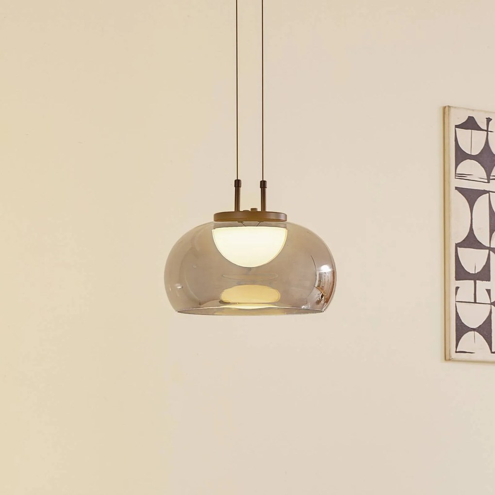 Lampada a sospensione in vetro Dain Lucande, Alluminio / Grigio / Zincato, Soggiorno / Sala da pranzo, Vetro, Moderno, Lampada a sospensione