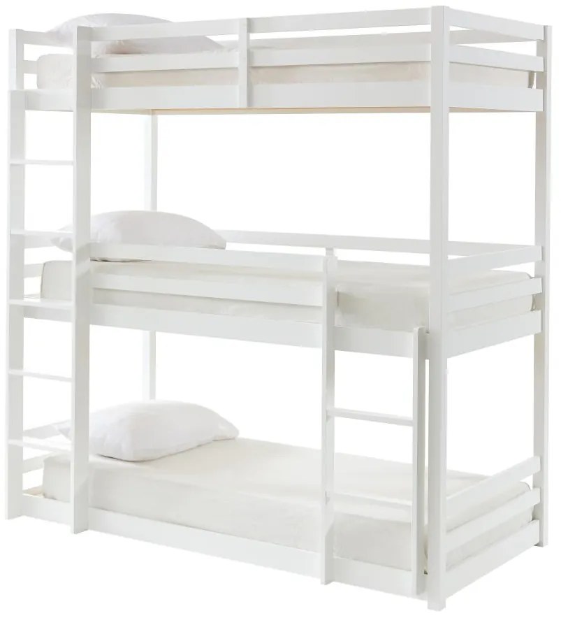 Letto a castello triplo 3 x 90 x 200 cm Abete Bianco + Materasso - VAGAR