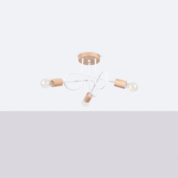 Sollux SL.1474 - Lampadario a plafone EMBER 3xE27/15W/230V bianco/beige/faggio