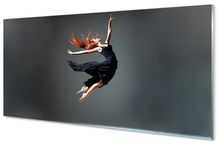 Quadro in vetro acrilico Una donna in un vestito nero 100x50 cm