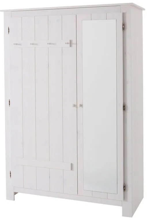 Armadio in legno di pino bianco con specchio 120x170 cm Bertram - Støraa