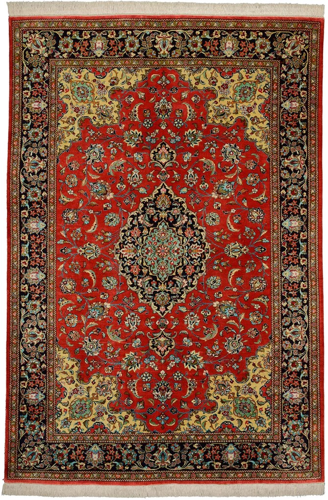 Ghom Tappeto persiano 210 x 140 Rosso (Iran) Annodato A Mano