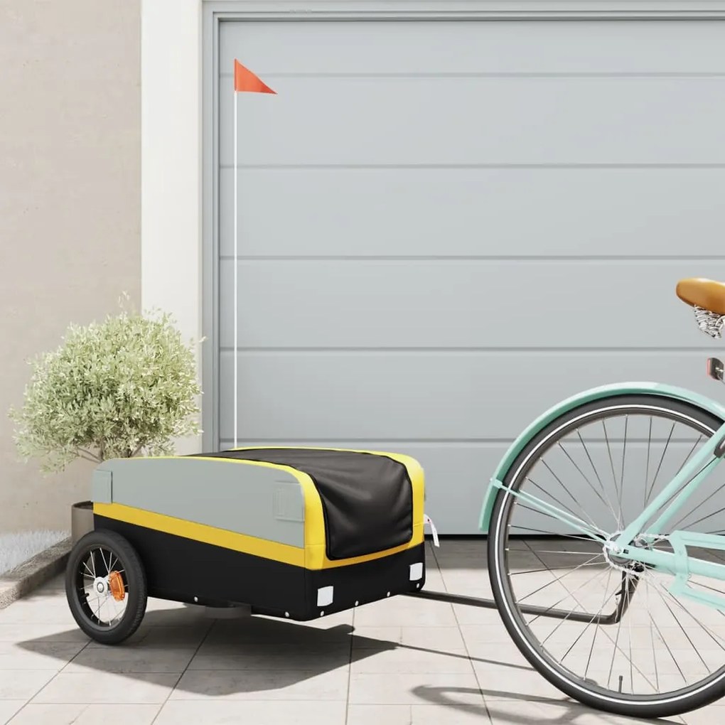 Rimorchio Da Bici Nero E Giallo 30 Kg İn Ferro /