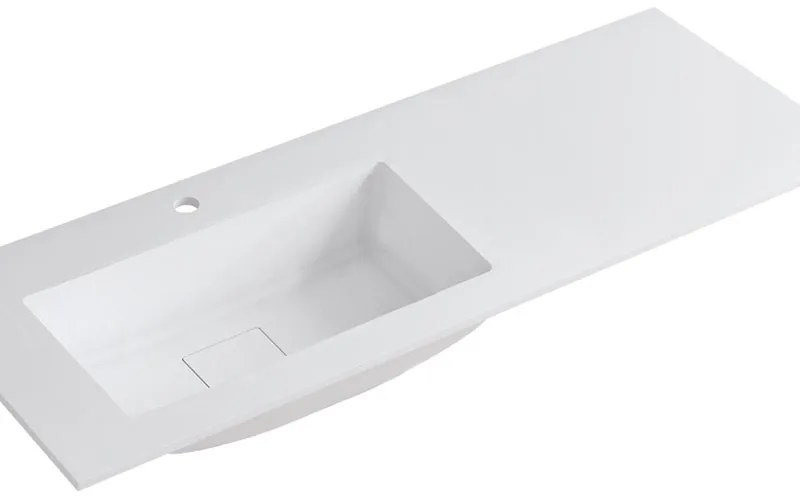 Lavabo integrale a sinistra rettangolare L 120.5 x H 15 x P 46 cm in resina bianco