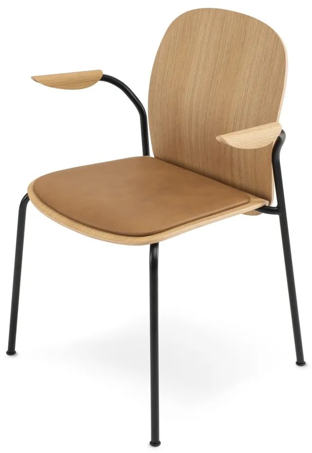 Sedie da pranzo in set marrone cognac/di colore naturale con effetto rovere con braccioli/impilabili 2 pz Book – Gazzda