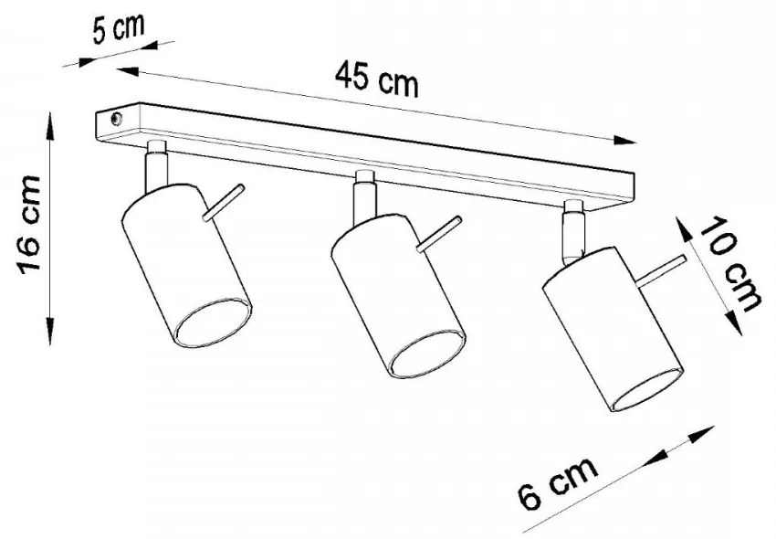 Plafoniera da soffitto in Acciaio 3xGU10 RING 3 Orientabile Grigia Colore del corpo Grigio