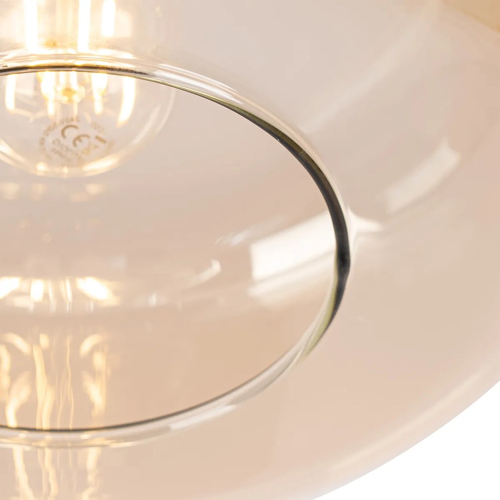 Plafoniera smart nera con vetro ambrato incl. Wifi A60 - Bizle