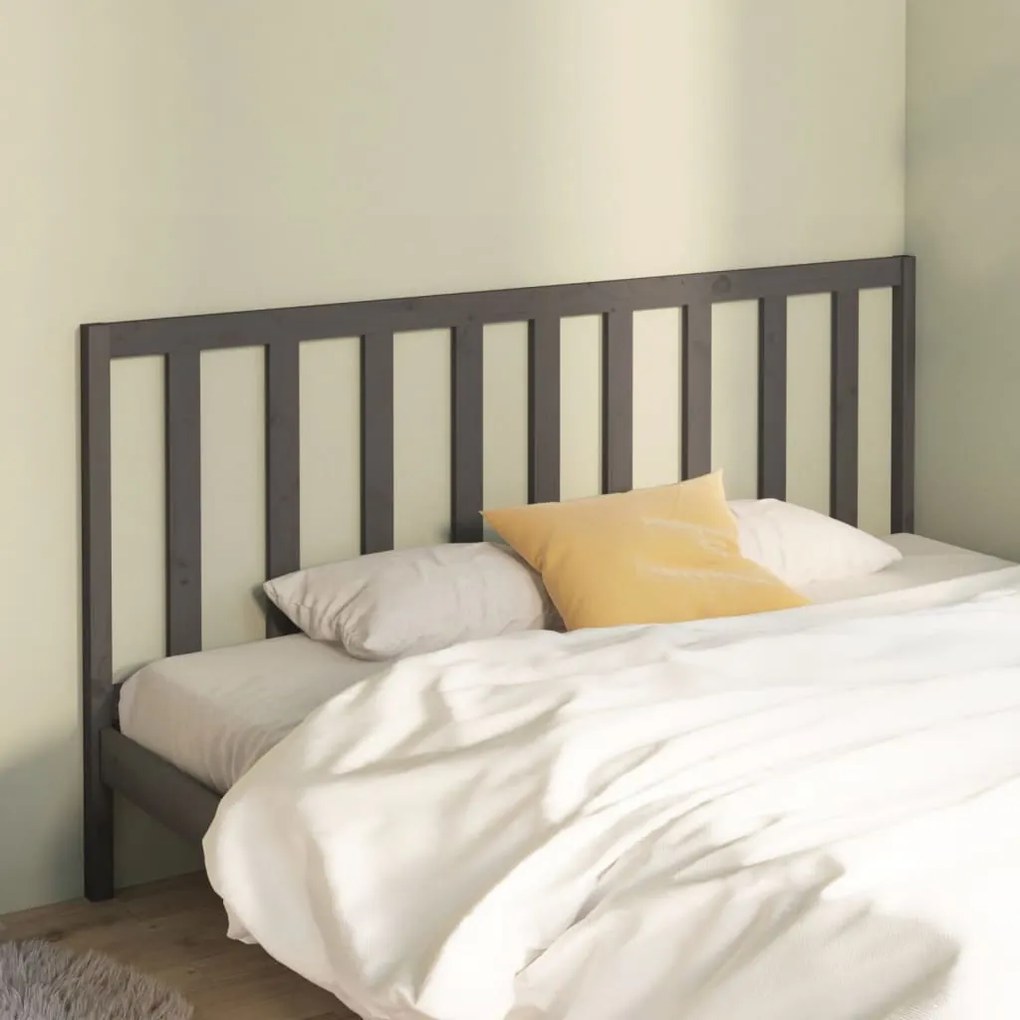 Testiera Per Letto Grigia 186x4x100cm İn Legno Massello Di Pino /