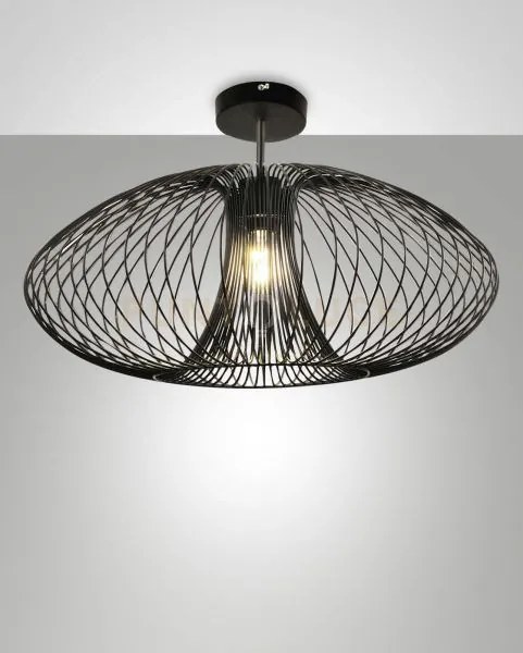 Fassa plafoniera nera in metallo 1 luce attacco e27 d.60cm