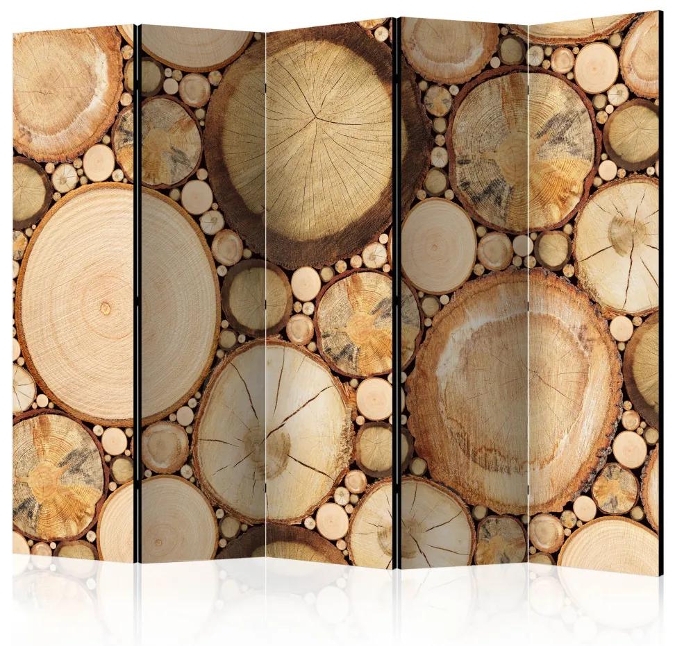 Paravento Strati di Legno II (5-parti) - composizione di legno marrone
