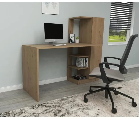 Scrivania Libreria Con Anta Laterale 150x55x120H Effetto Legno Ryan