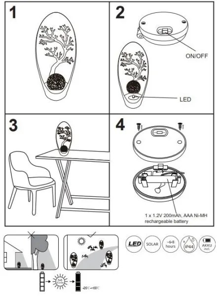 Globo 36535 - Lampada LED solare SOLAR LED/0,06W/3,2V IP44 albero