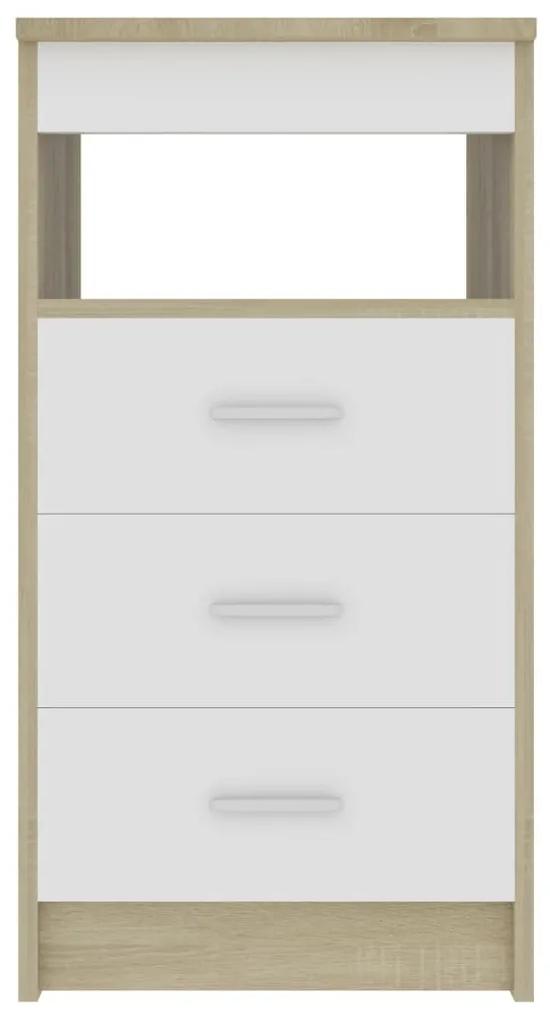 Cassettiera Bianco e Sonoma 40x50x76 cm in Legno Multistrato
