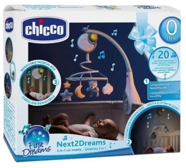 Chicco - Lettino mobile con melodia 3in1 NEXT2DREAMS 3xAA blu