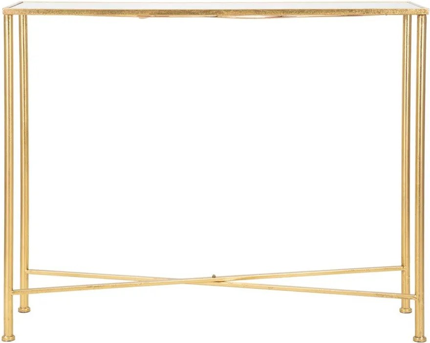 Tavolo consolle bianco/dorato con piano in vetro 35x100 cm Butterflies – Mauro Ferretti