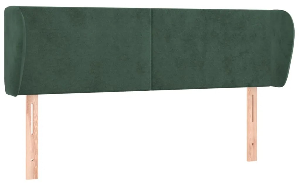 Testiera ad orecchio verde scuro 147x23x78/88 cm in velluto